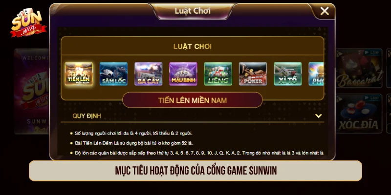 Giới thiệu SUNWIN Về Cổng Game Đổi Thưởng Xanh Chín Mục tiêu hoạt động của cổng game SUNWIN