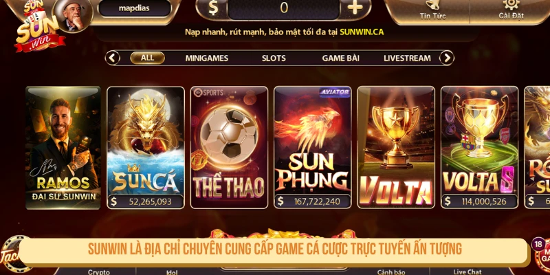 SUNWIN là địa chỉ chuyên cung cấp game cá cược trực tuyến ấn tượng